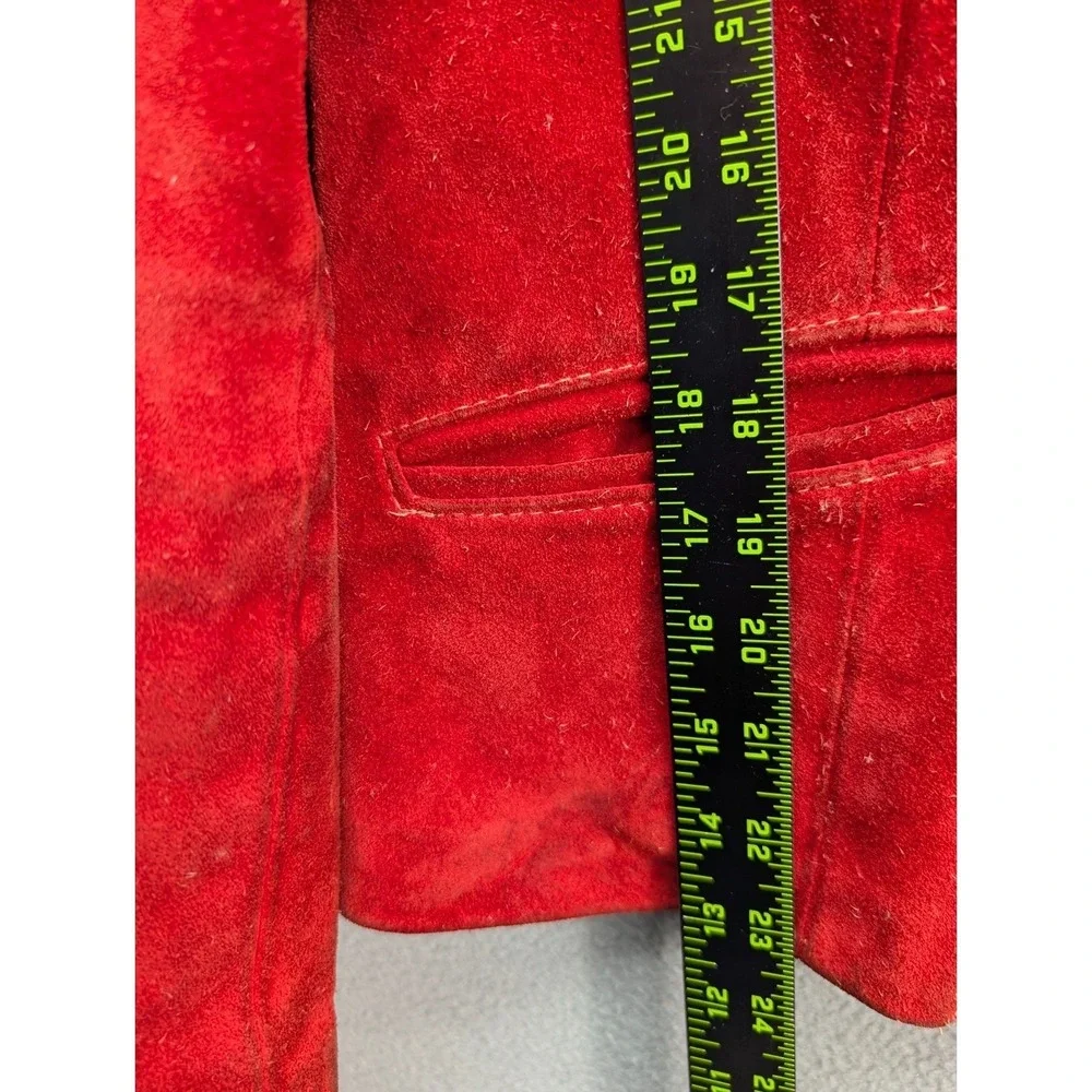 Vtg Dorby Casuals Blazer Jacket Womens 13/14 Red Suede One Button Western Grunge